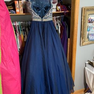 Tiffany Designs Dresses - NAVY BEADED BALLGOWN Tiffany Designs Dresses - NAVY BEADED BALLGOWN